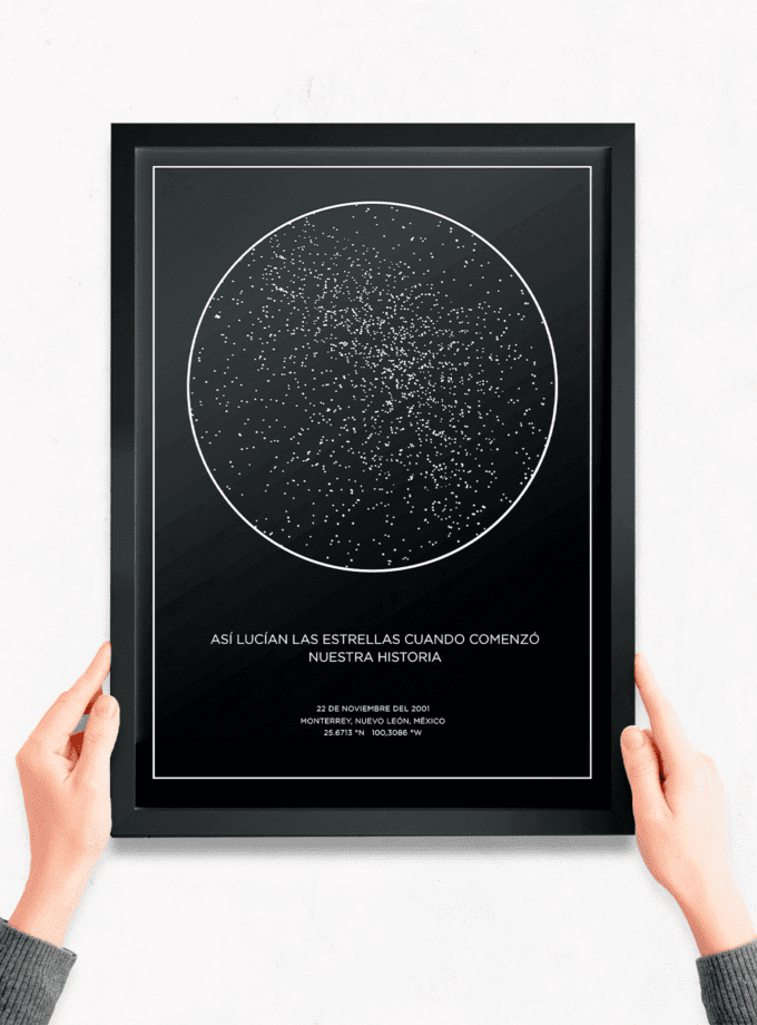 Mapa estelar con estrellas 30x40 cm
