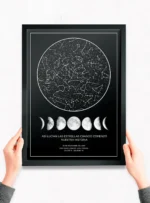 Mapa estelar constelaciones + fases lunares 30x40 cm