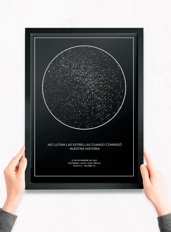 Mapa estelar con estrellas 30x40 cm