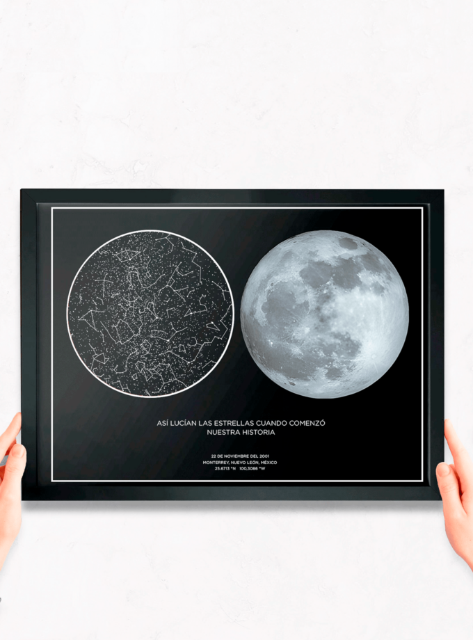 Mapa estelar Constelaciones + Luna 30x40 cm